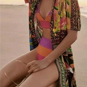 Farm Rio Grazia Floral Mini Button Front Dress Size